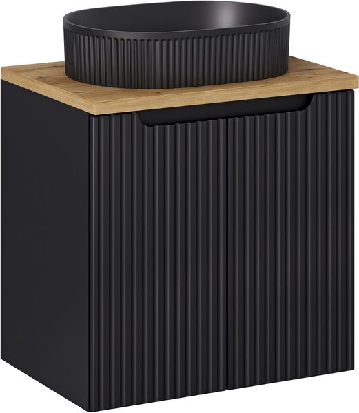 Sada skříňka Comad Nova Black NOVA BLACK D2 82-60-2D, umyvadlo Comad Beyond BEYOND 5 BLACK ( E-6564 ), NOVA OAK A 89-60