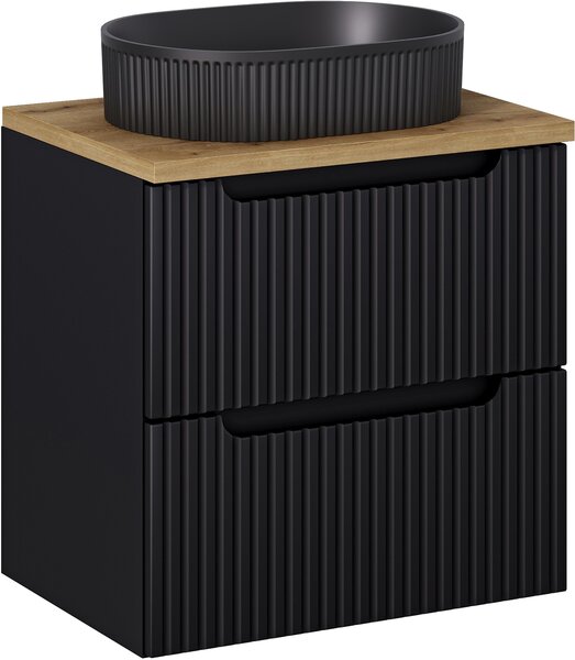 Sada skříňka Comad Nova Black NOVA BLACK D2 82-60-2S, umyvadlo Comad Beyond BEYOND 5 BLACK ( E-6564 ), NOVA OAK A 89-60