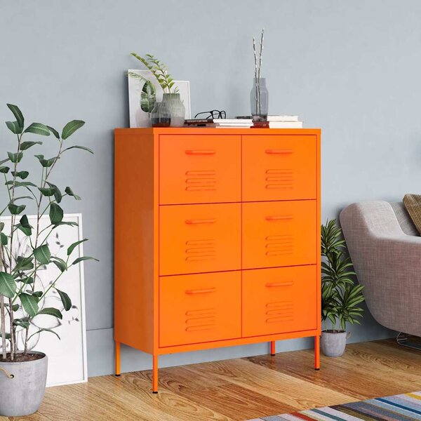 Zásuvková skříň oranžová 80 x 35 x 101,5 cm ocel 336147
