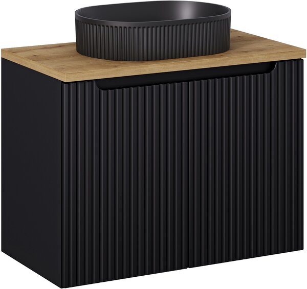 Sada skříňka Comad Nova Black NOVA BLACK D2 82-80-2D, umyvadlo Comad Beyond BEYOND 5 BLACK ( E-6564 ), NOVA OAK A 89-80