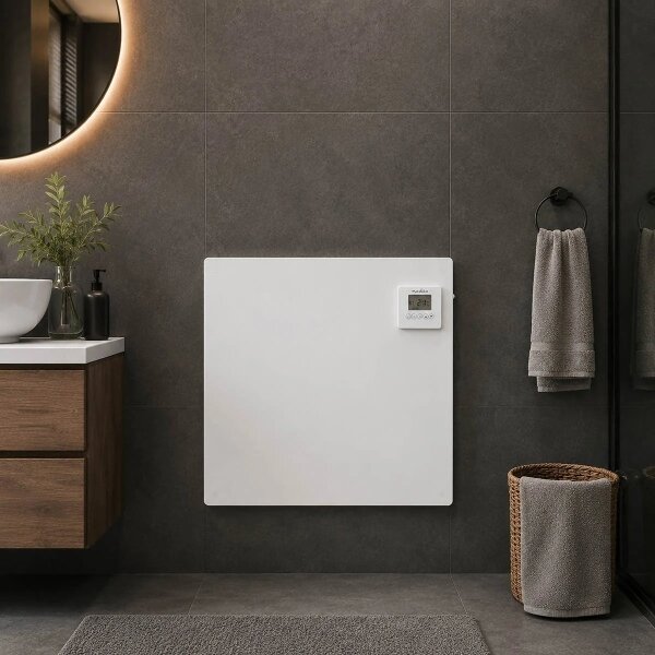 Nedis HTIP425WT - Infračervený topný panel s LCD displejem 425W/230V IP44 bílá