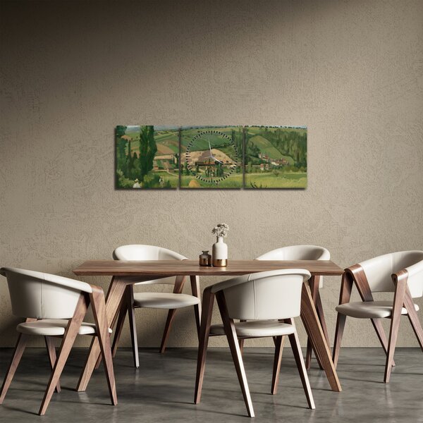 Obraz - Camille Pissarro, Landscape at Les Pâtis, Pontoise, reprodukce (s hodinami) (90x30 cm)