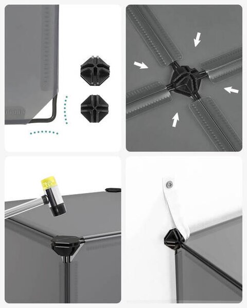 KOMBINACE REGÁLŮ, šedá, železo, 153/153/31 cm Boxxx - Knihovny, Online Only