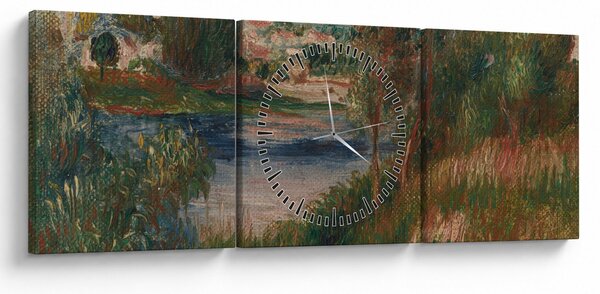 Obraz - Auguste Renoir, Landscape at Vetheuil, reprodukce (s hodinami) (90x30 cm)