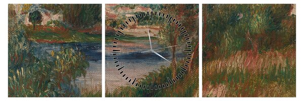 Obraz - Auguste Renoir, Landscape at Vetheuil, reprodukce (s hodinami) (90x30 cm)