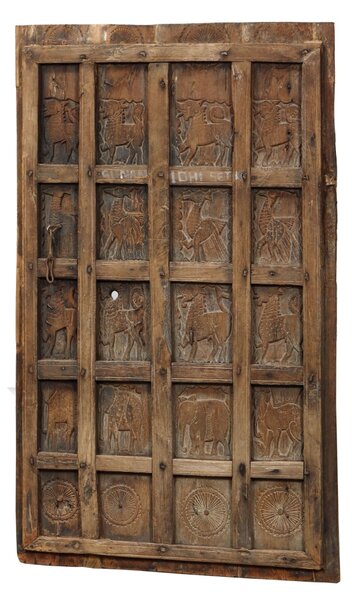 Dřevěný panel z teakového dřeva, staré dveře, 85x5x142cm