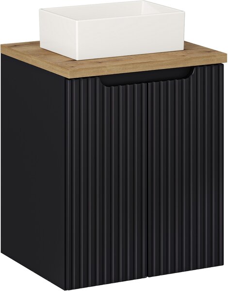 Sada skříňka Comad Nova Black NOVA BLACK D2 82-50-2D, umyvadlo Comad Gaja UN-GAJA35-SW 78570A(35), NOVA OAK A 89-50