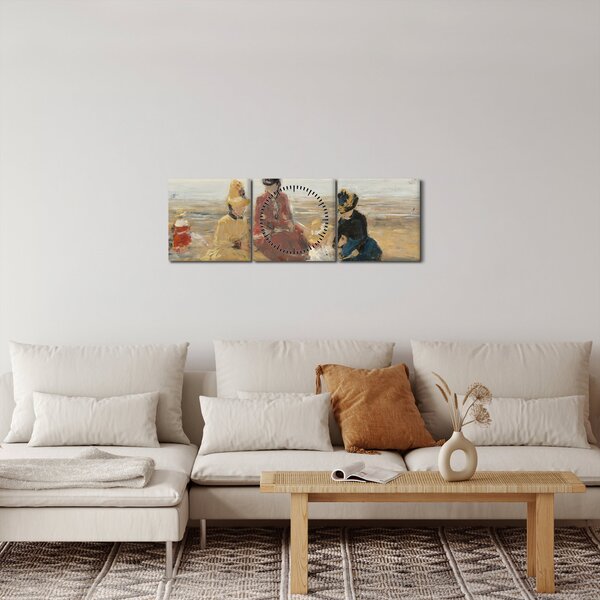 Obraz - Eugène Boudin, On the Beach, Trouville, reprodukce (s hodinami) (90x30 cm)