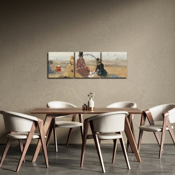 Obraz - Eugène Boudin, On the Beach, Trouville, reprodukce (s hodinami) (90x30 cm)