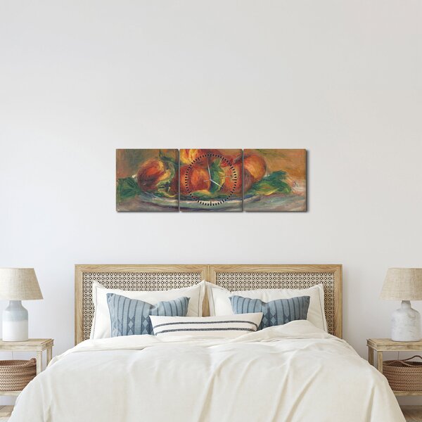 Obraz - Auguste Renoir, Peaches on a Plate, reprodukce (s hodinami) (90x30 cm)