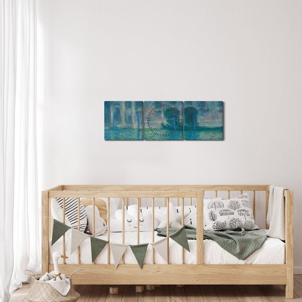 Obraz - Claude Monet, Palazzo da Mula, Venice, reprodukce (s hodinami) (90x30 cm)