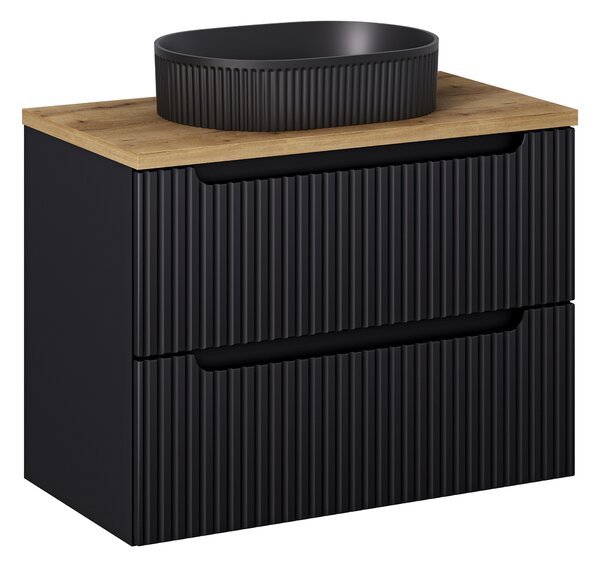 Comad Koupelnová skříňka s deskovým umyvadlem SET-NOB B OAK 80 černá mat/dub coast evoke