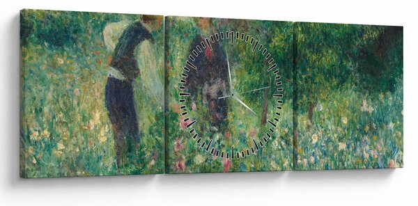 Obraz - Auguste Renoir, Picking Flowers, reprodukce (s hodinami) (90x30 cm)