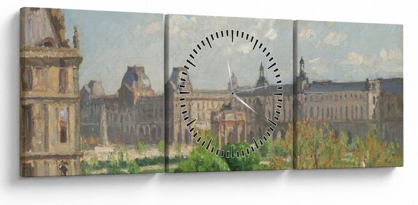 Obraz - Camille Pissarro, Place du Carrousel, Paris, reprodukce (s hodinami) (90x30 cm)