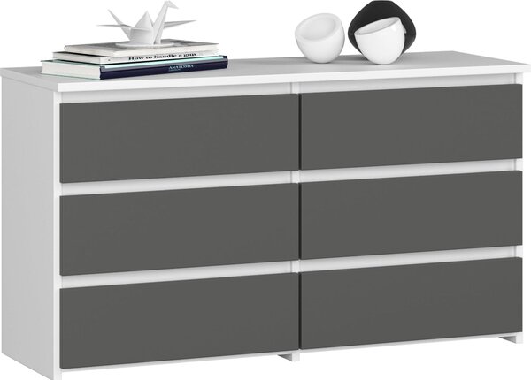 BDW, komoda, 6 zásuvek, 100x57, skříň, příborník, Wiess / šedá