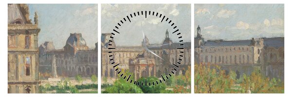 Obraz - Camille Pissarro, Place du Carrousel, Paris, reprodukce (s hodinami) (90x30 cm)