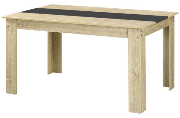 Jídelní stůl HOMCOM pro 6 osob, severský styl v přírodním dřevě a černé barvě, 140D x 90Š x 75V cm | Aosom