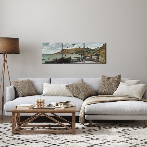 Obraz - Claude Monet, Sainte Adresse, reprodukce (s hodinami) (90x30 cm)