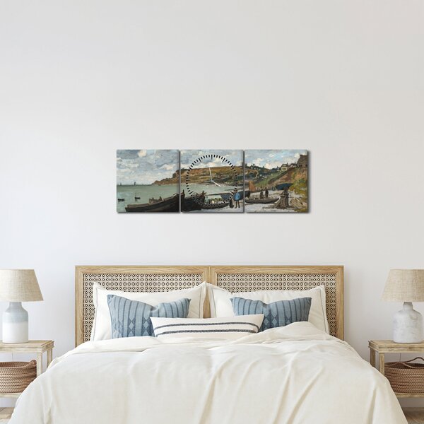 Obraz - Claude Monet, Sainte Adresse, reprodukce (s hodinami) (90x30 cm)