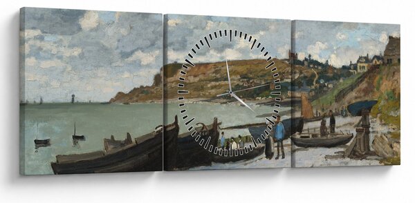 Obraz - Claude Monet, Sainte Adresse, reprodukce (s hodinami) (90x30 cm)
