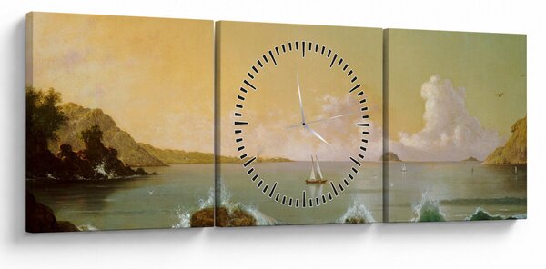 Obraz - Martin Johnson Heade, Rio de Janeiro Bay, reprodukce (s hodinami) (90x30 cm)
