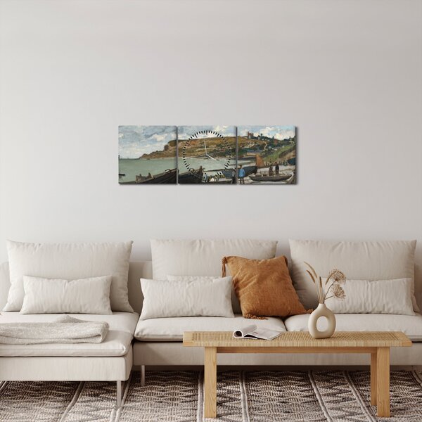 Obraz - Claude Monet, Sainte Adresse, reprodukce (s hodinami) (90x30 cm)