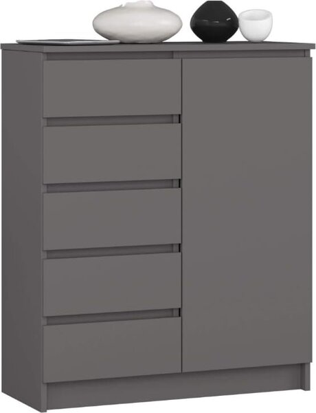 BDW - Komoda 5 zásuvek, obývací pokoj, předsíň 80x97x35, šedá barva
