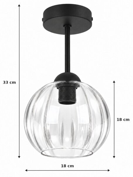 BRILAGI - LED Přisazený lustr RETRO GLASS 1xE27/60W/230V pr. 18 cm černá/čirá