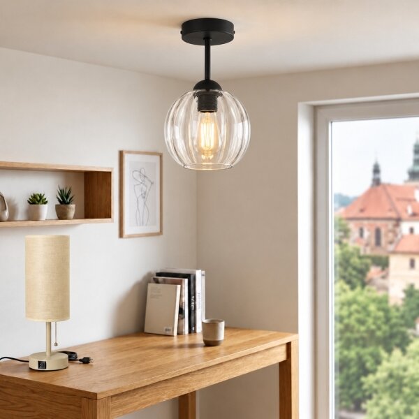 BRILAGI - LED Přisazený lustr RETRO GLASS 1xE27/60W/230V pr. 18 cm černá/čirá