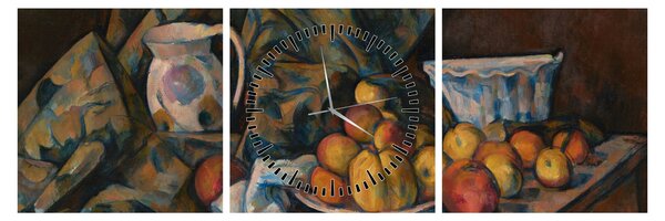Obraz - Paul Cézanne, Still Life with Apples and Peaches, reprodukce (s hodinami) (90x30 cm)