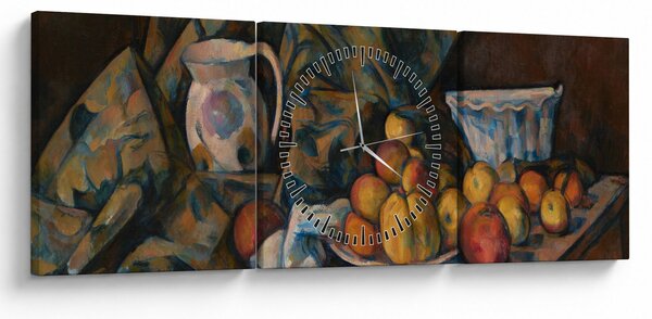 Obraz - Paul Cézanne, Still Life with Apples and Peaches, reprodukce (s hodinami) (90x30 cm)