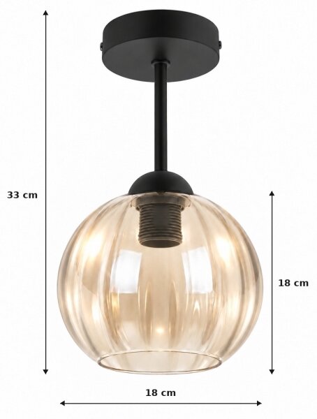 BRILAGI - LED Přisazený lustr R GLASS 1xE27/60W/230V pr. 18cm černá/kouř béžová