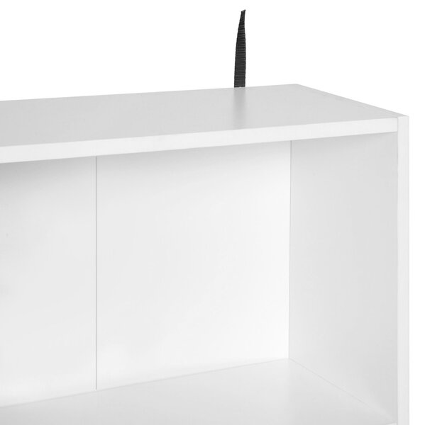 HOMCOM Skandinávská Knihovna s Úložným Prostorem, rozměry 80 Š x 23,5 H x 123 V cm, 5 nik, skříňka, 2 dveře, zúžené nohy z masivního borovicového dřev