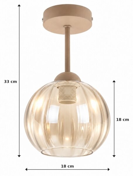 BRILAGI - LED Přisazený lustr R GLASS 1xE27/60W/230V pr. 18cm béžová/kouř béžová