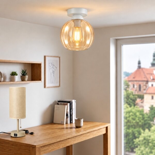 BRILAGI - LED Stropní svítidlo R GLASS 1xE27/60W/230V pr. 18cm bílá/kouř béžová