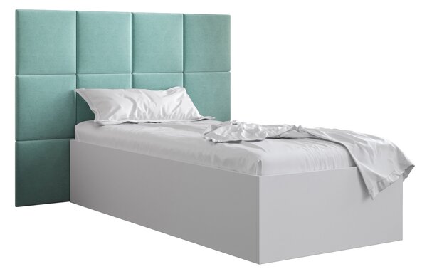 Jednolůžková postel s čalouněným čelem 90 cm Brittany 4 (bílá matná + mátová) (s roštem). 1046014
