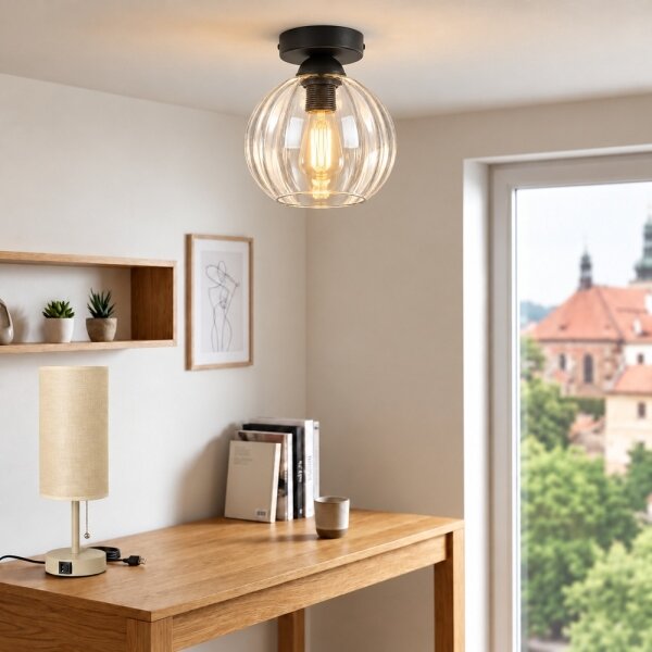 BRILAGI - LED Stropní svítidlo RETRO GLASS 1xE27/60W/230V pr. 18 cm černá/čirá