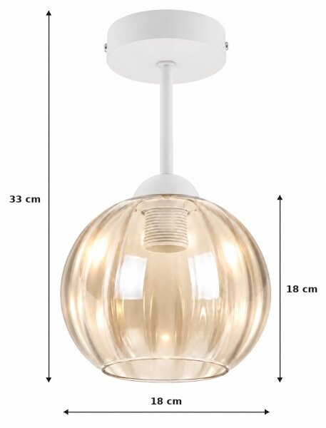 BRILAGI - LED Přisazený lustr R GLASS 1xE27/60W/230V pr. 18cm bílá/kouř béžová