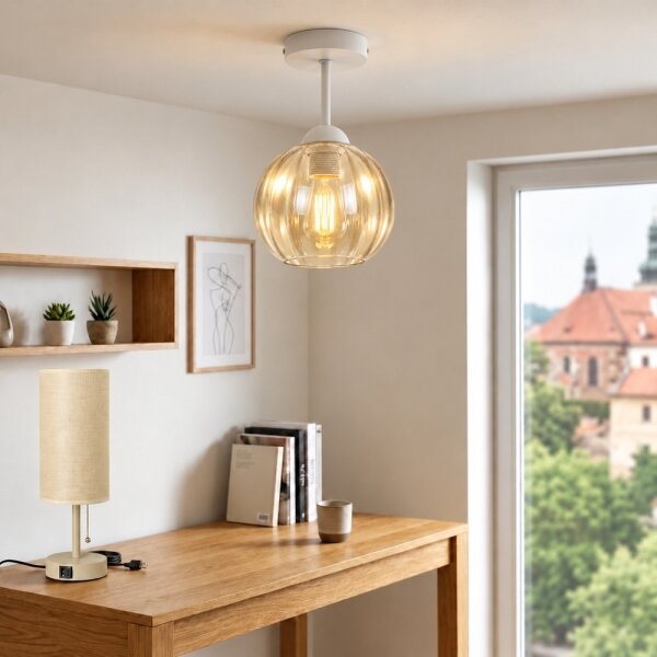 BRILAGI - LED Přisazený lustr R GLASS 1xE27/60W/230V pr. 18cm bílá/kouř béžová