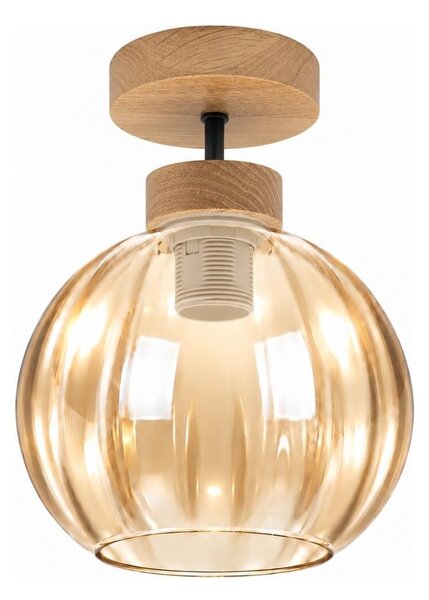 BRILAGI - LED Přisazený lustr R GLASS 1xE27/60W/230V pr. 18cm dub/kouřová béžová