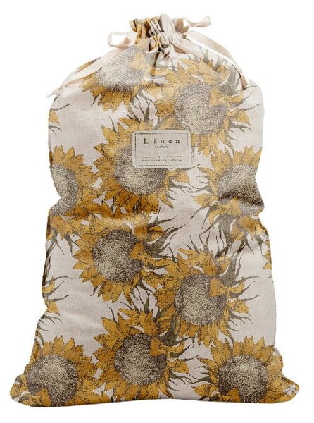 Látkový vak na prádlo s příměsí lnu Really Nice Things Bag Sunflower, výška 75 cm