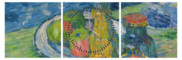 Obraz - Alexej von Jawlensky, Still Life with Bottles and Fruit, reprodukce (s hodinami) (90x30 cm)