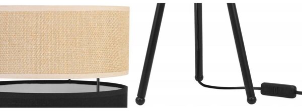 Stolní lampa Juta, 1x jutové/černé textilní stínítko, m