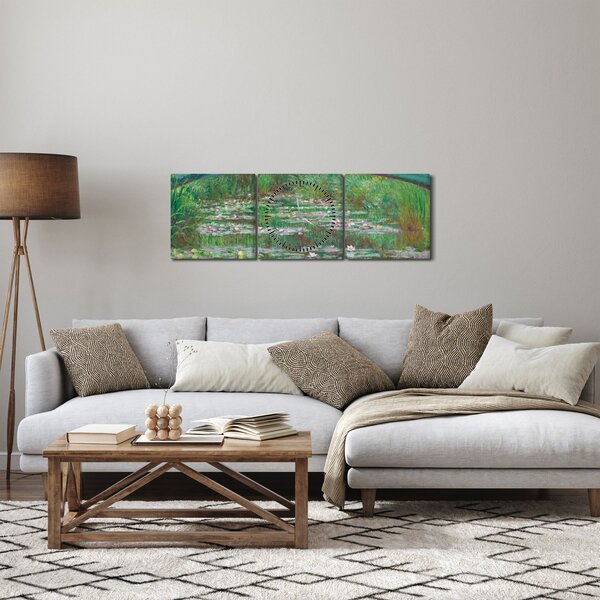 Obraz - Claude Monet, The Japanese Footbridge, reprodukce (s hodinami) (90x30 cm)