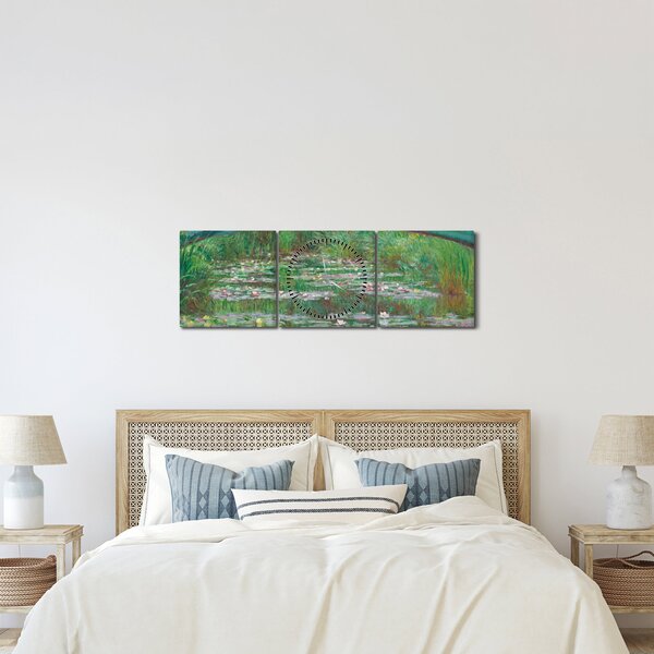 Obraz - Claude Monet, The Japanese Footbridge, reprodukce (s hodinami) (90x30 cm)