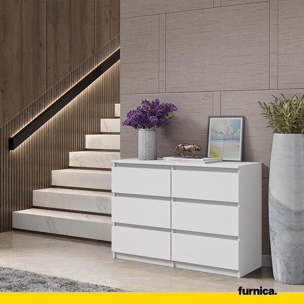 FURNICA - GABRIEL - Komoda se 6 zásuvkami - bílá matná V71cm Š100cm H33cm