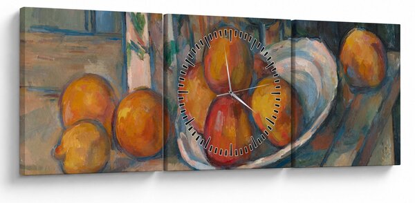 Obraz - Paul Cézanne, Still Life with Milk Jug and Fruit, reprodukce (s hodinami) (90x30 cm)