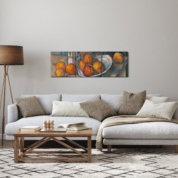Obraz - Paul Cézanne, Still Life with Milk Jug and Fruit, reprodukce (s hodinami) (90x30 cm)