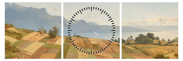 Obraz - Alexandre Calame, Swiss Landscape, reprodukce (s hodinami) (90x30 cm)