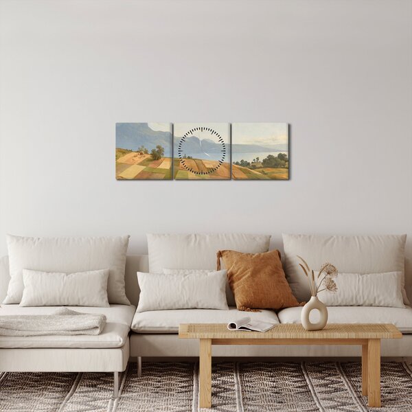Obraz - Alexandre Calame, Swiss Landscape, reprodukce (s hodinami) (90x30 cm)